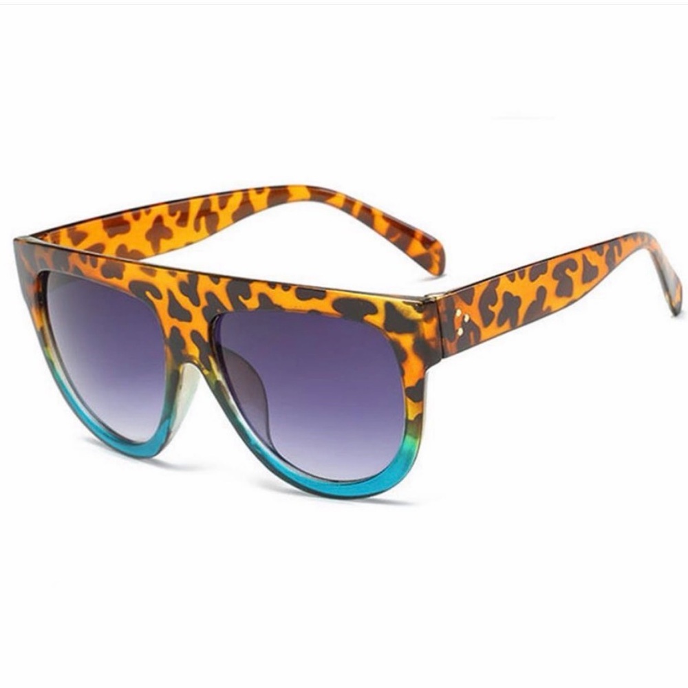 NEW Leopard Print with Blue Gradient Women’s Sunglasses - Picture 5 of 6